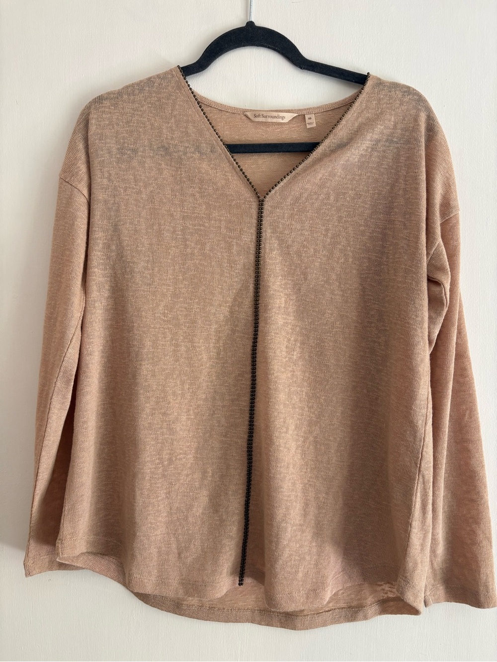 Soft Surroundings Soft Knit V-Neck Top in Camel Blush
